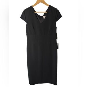 DONNA MORGAN Women’s V-Neck Black Dinner  Dress Cap Sleeve Size 14